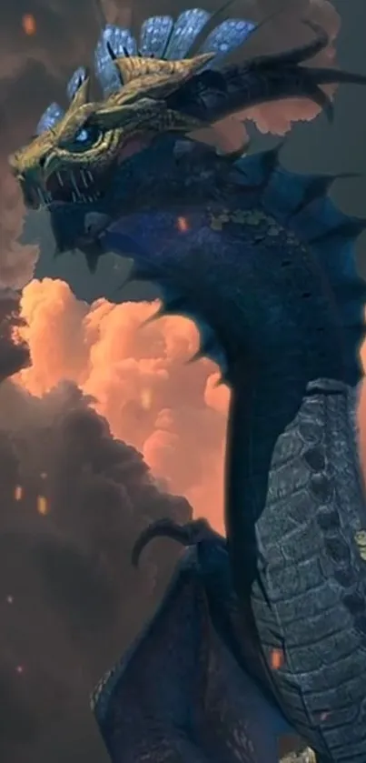 Epic dragon in a fantasy cloud scene wallpaper.