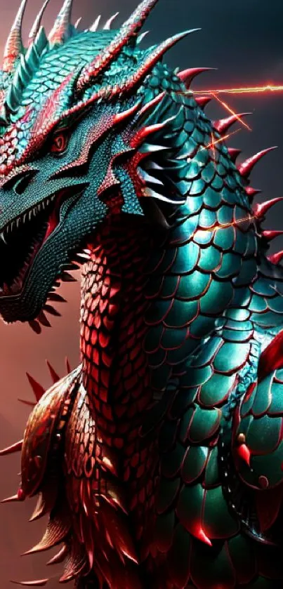 Epic teal dragon in fantasy setting with detailed scales and spikes.