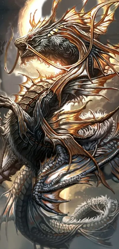 Epic dragon in fantasy art with vibrant colors and intricate details.