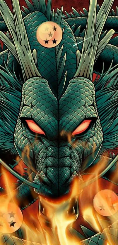 Dragon wallpaper with fierce fiery design and fantasy elements.