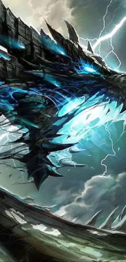 Electrifying dragon with lightning in a fantasy art style, perfect for mobile screens.