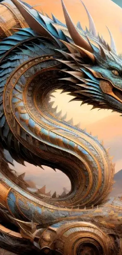 Epic fantasy dragon artwork with bronze accents.