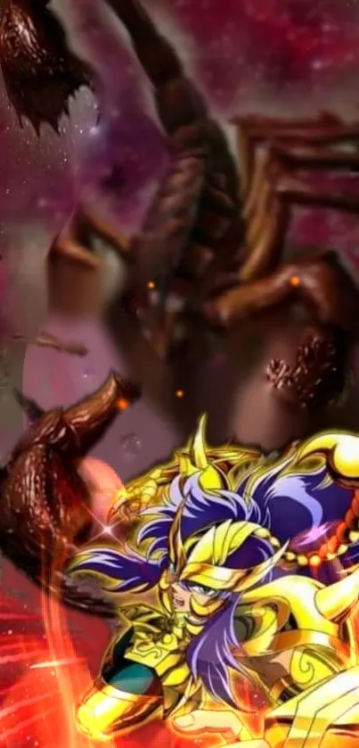Epic fantasy warrior and scorpion in vibrant colors.