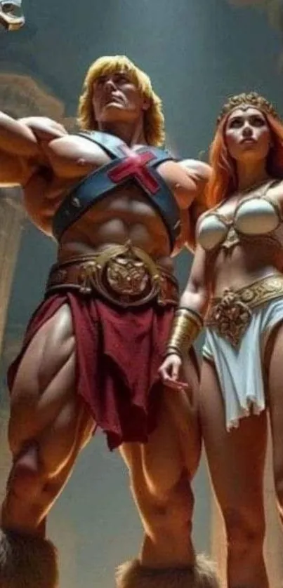 Epic fantasy warriors in majestic poses.