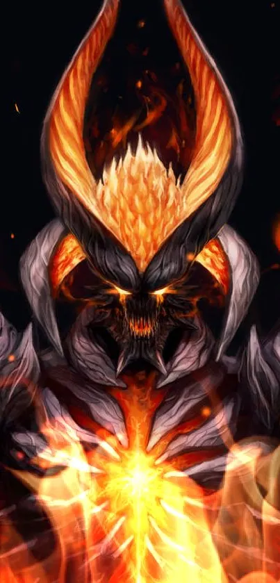 Epic fiery demon illustration with flames.