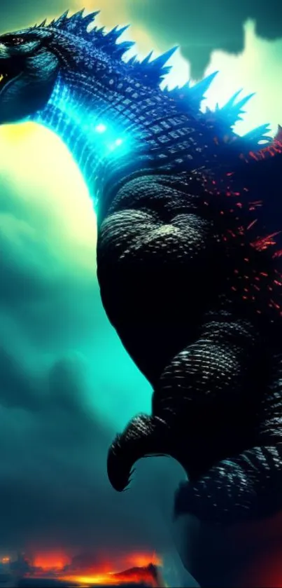 Epic Godzilla wallpaper with vibrant colors and dramatic lighting.