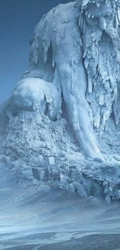 Epic ice golem towering over frozen landscape in majestic scene.