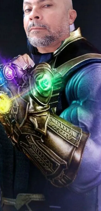 Powerful Infinity Gauntlet wallpaper with vibrant cosmic colors and epic theme.