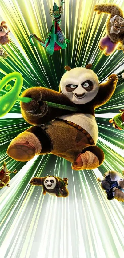 Kung Fu Panda dynamic action mobile wallpaper with vibrant colors.