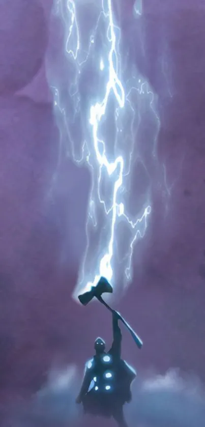 Silhouette of a hero with lightning strike.