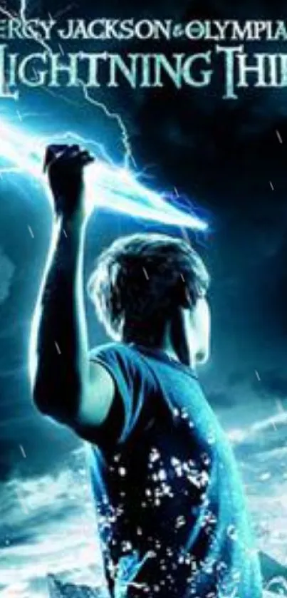 Percy Jackson holding bolt in dynamic scene wallpaper.