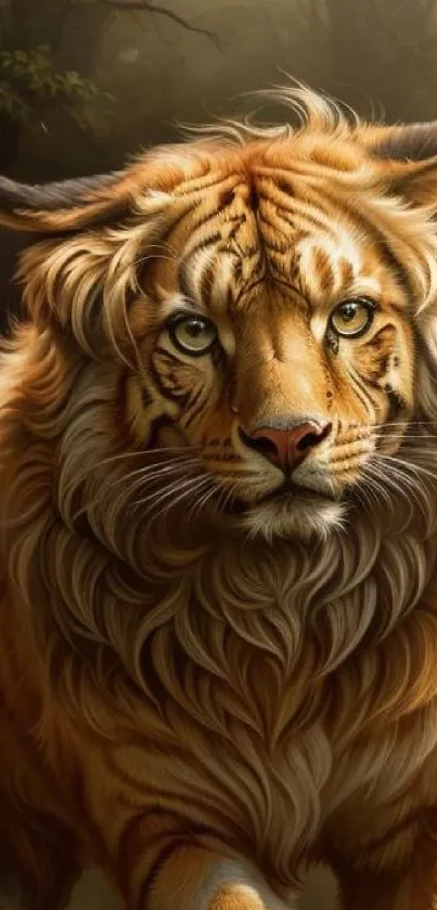 Majestic tiger artwork with golden fur.