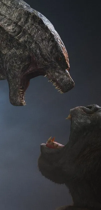 Epic clash between two iconic monsters in a dramatic battle scene.