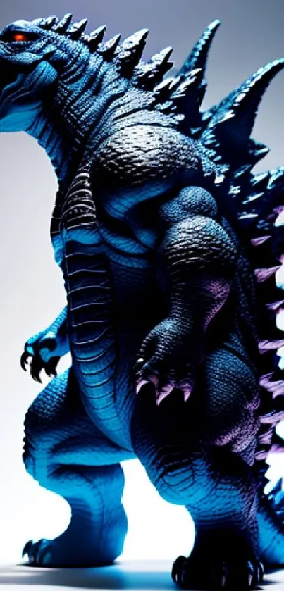 Roaring blue spiky monster in epic wallpaper with vibrant colors.