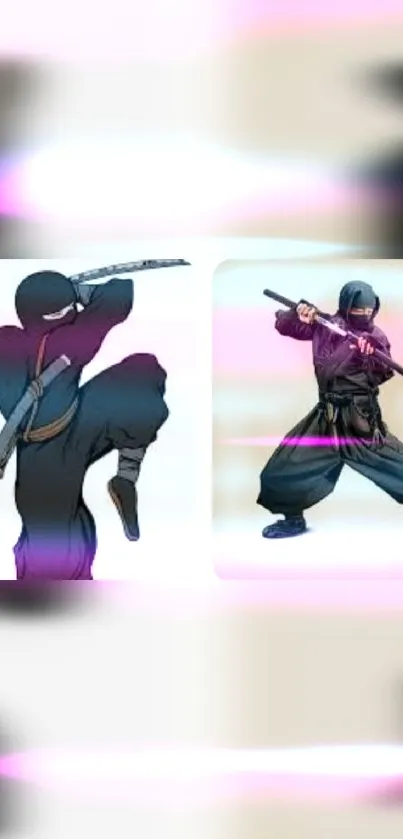 Epic ninja duel wallpaper with vibrant colors.