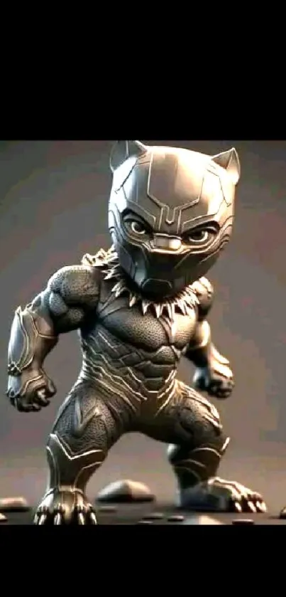 Epic panther hero character in gray armor.