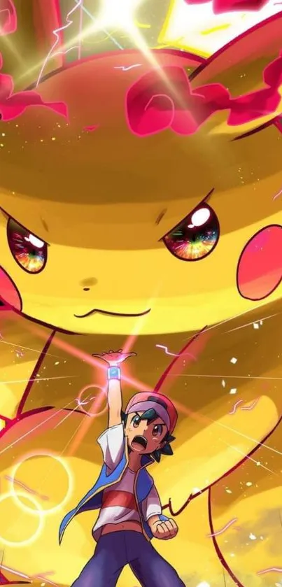 Epic Pikachu in vibrant electric scene wallpaper for mobile.