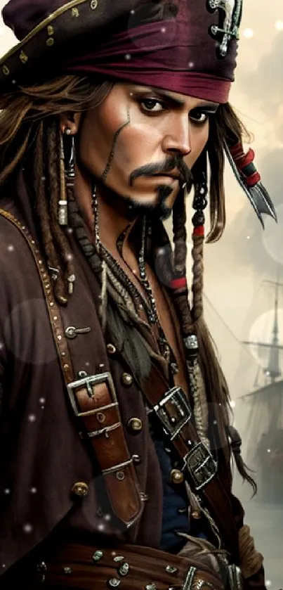 Epic pirate-themed mobile wallpaper depicting adventure at sea.