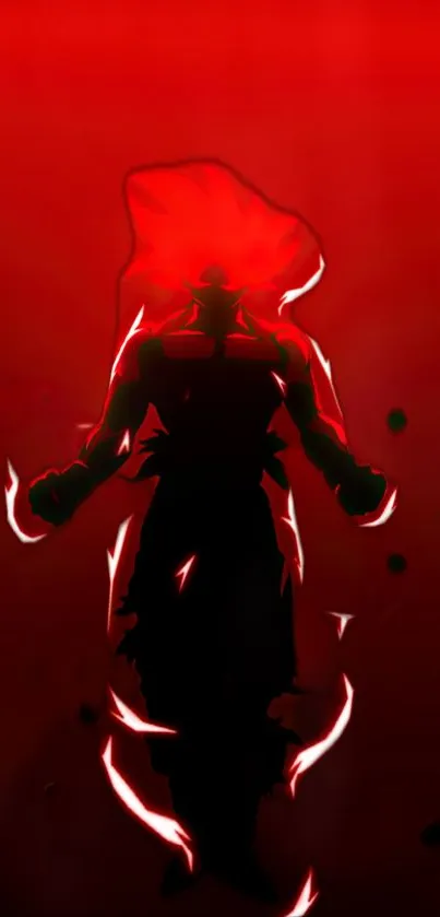 Silhouette with red aura epic phone wallpaper.