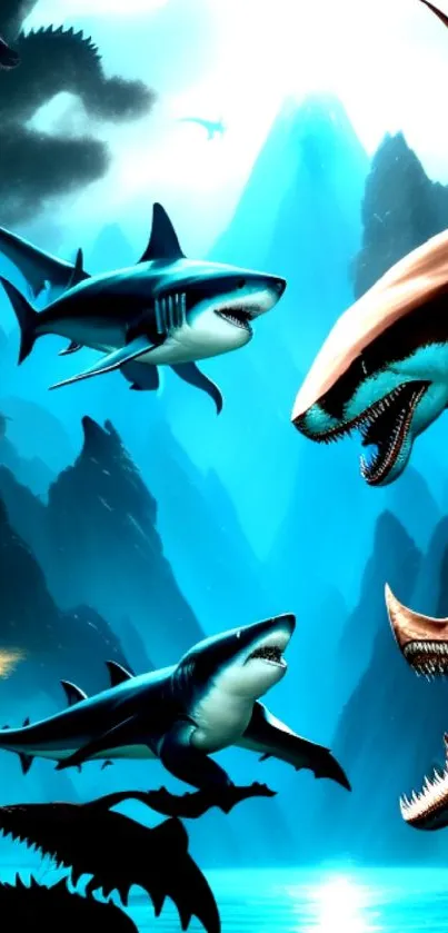 Epic shark adventure with mystical ocean and vibrant colors.