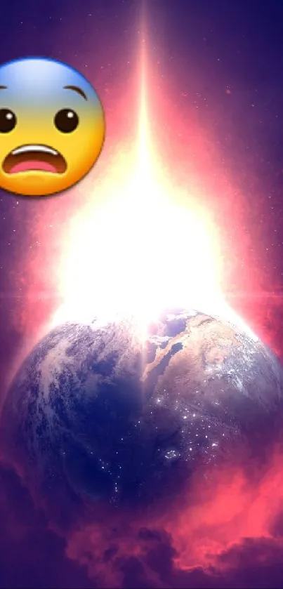 Epic space explosion with vibrant colors and shocked emoji.