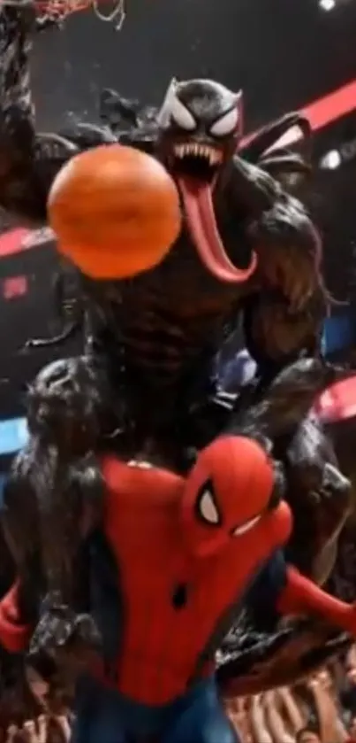 Spider-Man and Venom intense showdown moment.