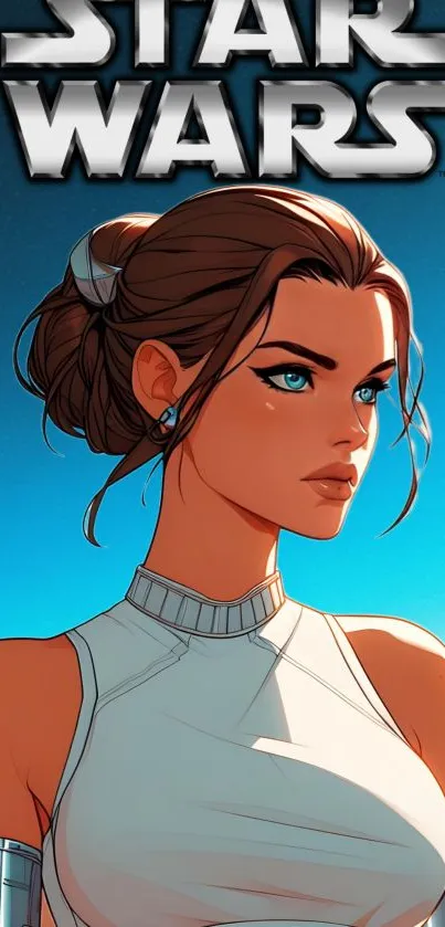 Star Wars artwork featuring a female character with a sky blue background.