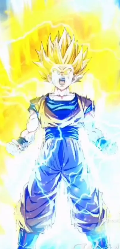 Super Saiyan anime character emitting electric energy.