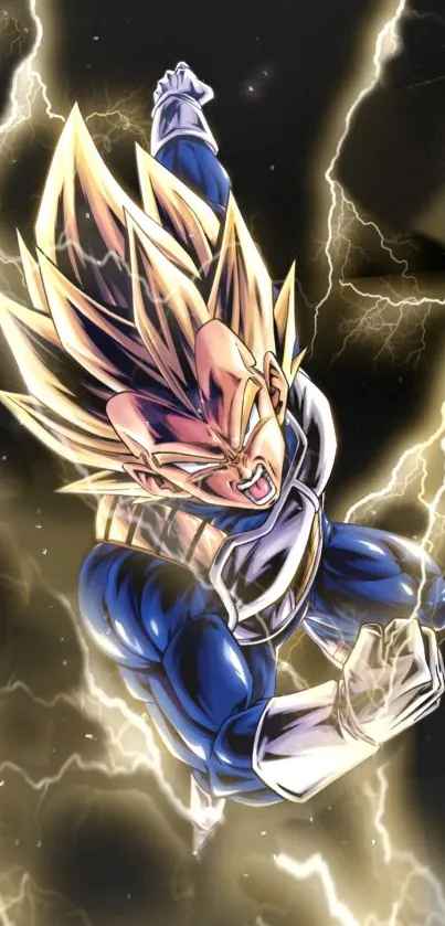 Super Saiyan character with lightning background.