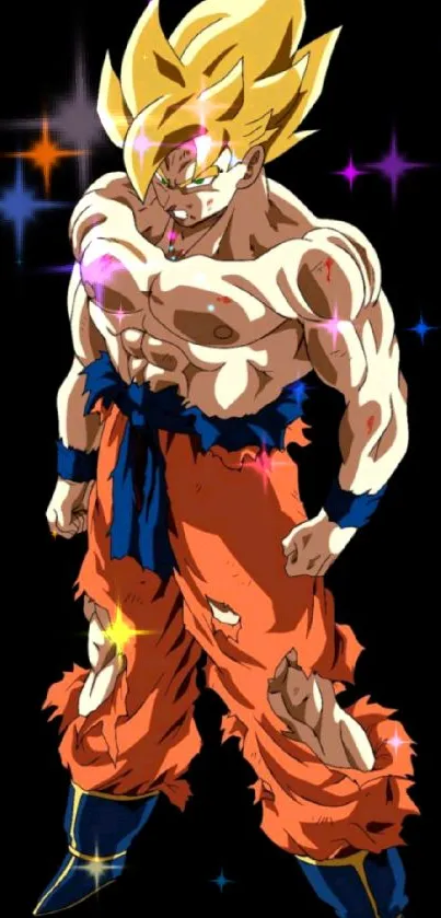 Epic Super Saiyan anime character with vibrant colors and energy.