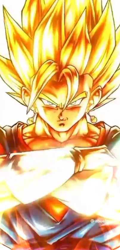 Super Saiyan character with golden hair and bright aura wallpaper.