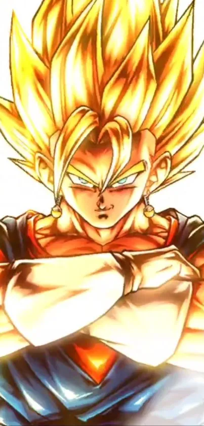 Epic Super Saiyan with golden hair in anime style wallpaper.