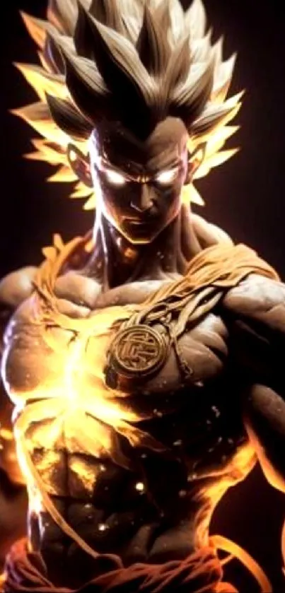 Super Saiyan warrior glowing with power in an epic wallpaper.