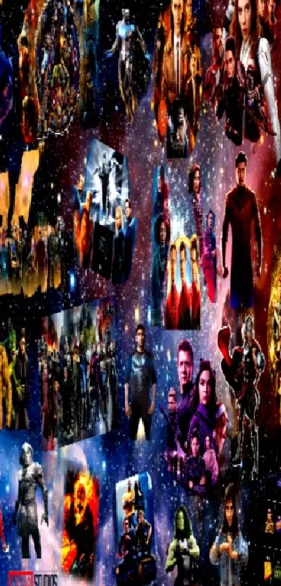 Epic superhero montage in cosmic colors.