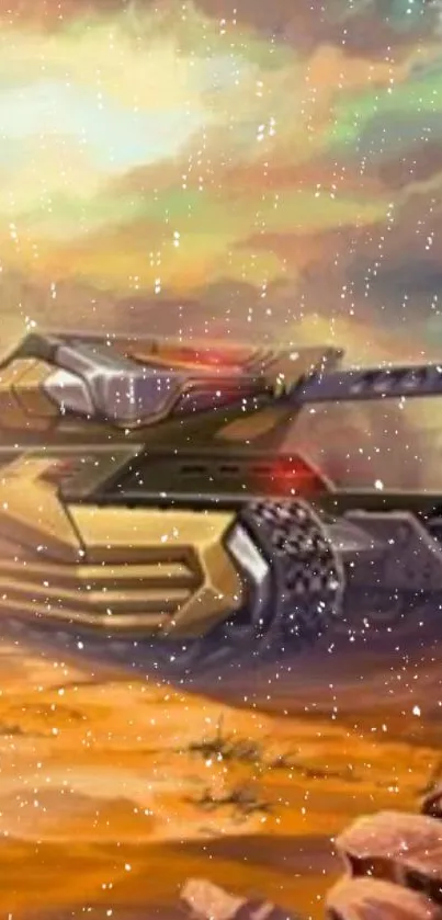 Epic tank battle art wallpaper with vibrant colors.