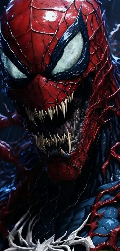 Venom-Spider fusion mobile wallpaper with vivid colors and detailed design.