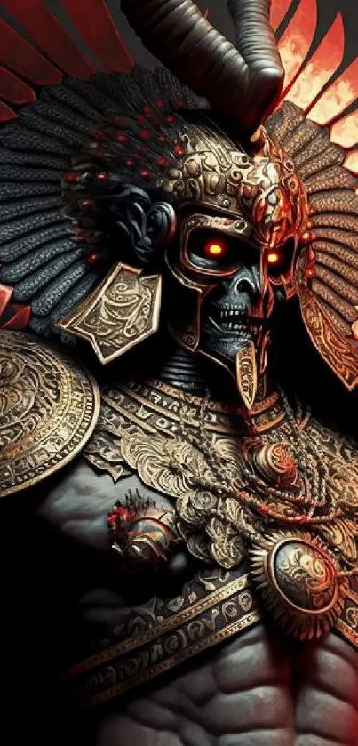 Warrior adorned in ornate armor with fantasy art design.