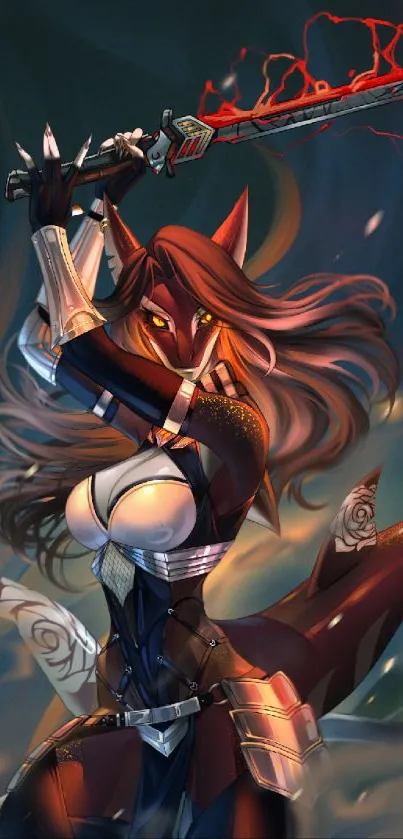 Epic anime fox warrior with sword.