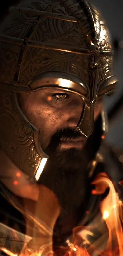 Epic warrior in detailed golden armor, dramatic lighting.