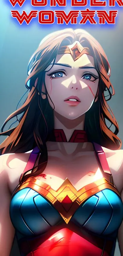 Epic Wonder Woman mobile wallpaper with vibrant design.