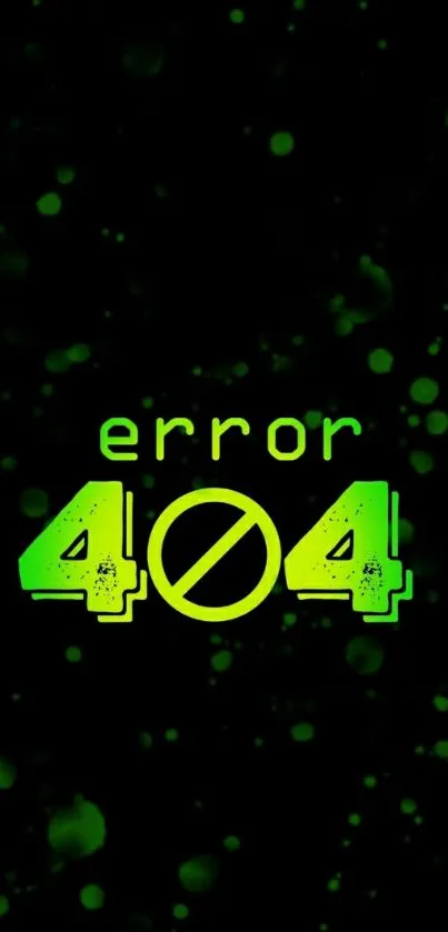 Neon green Error 404 wallpaper with dark background.