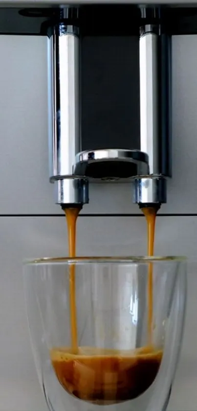 Espresso machine pouring into a glass.