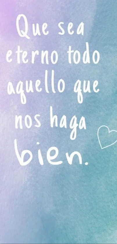 Pastel mobile wallpaper with inspirational Spanish text.