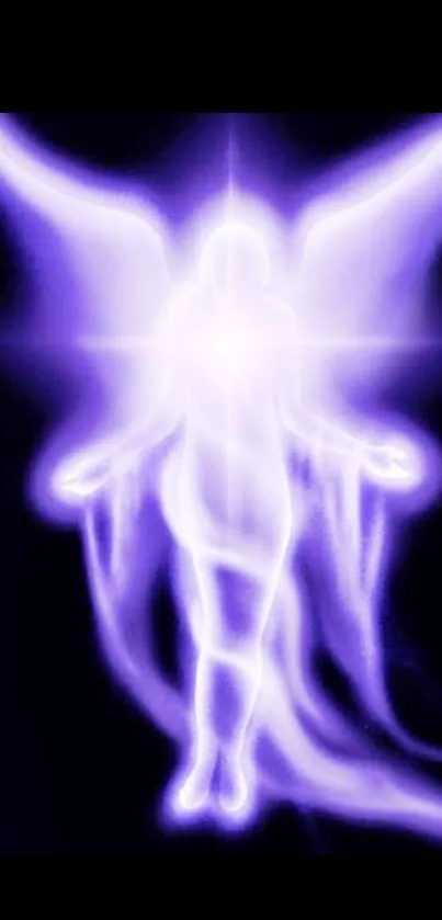 Ethereal angel glowing with purple light.