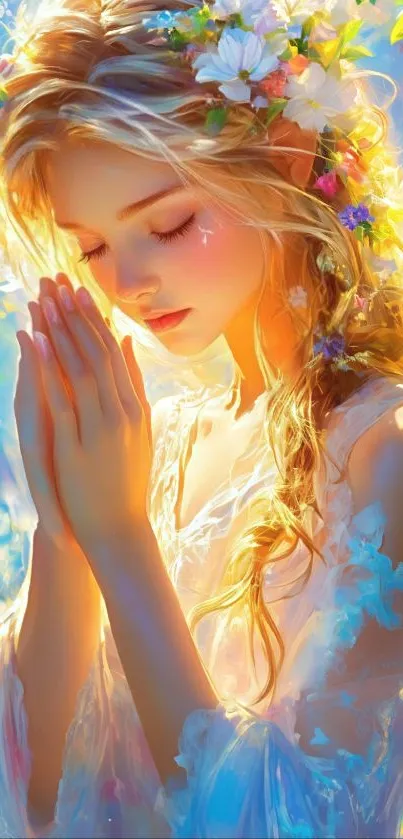 Ethereal angelic figure in serene light.