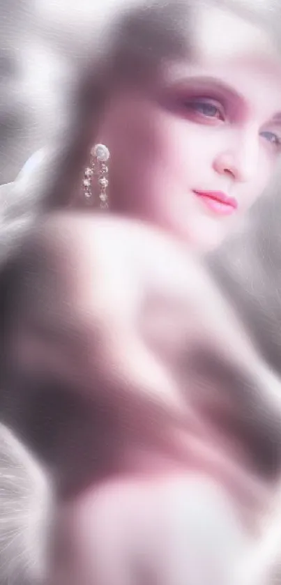 Ethereal angelic figure with a soft, glowing background, perfect for mobiles.