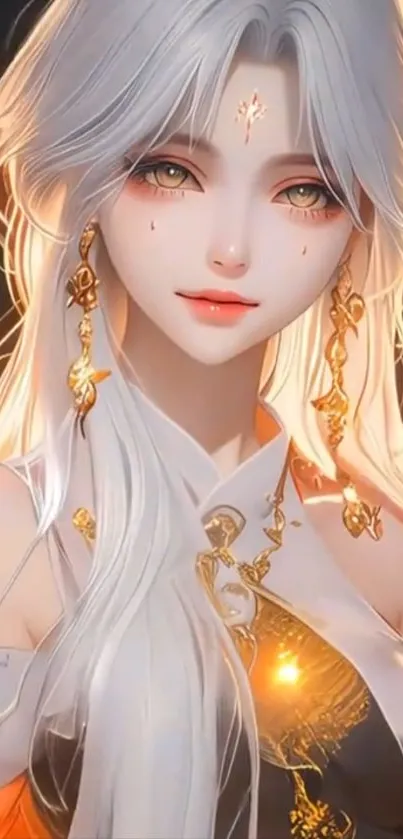 Ethereal anime character with gold accents.