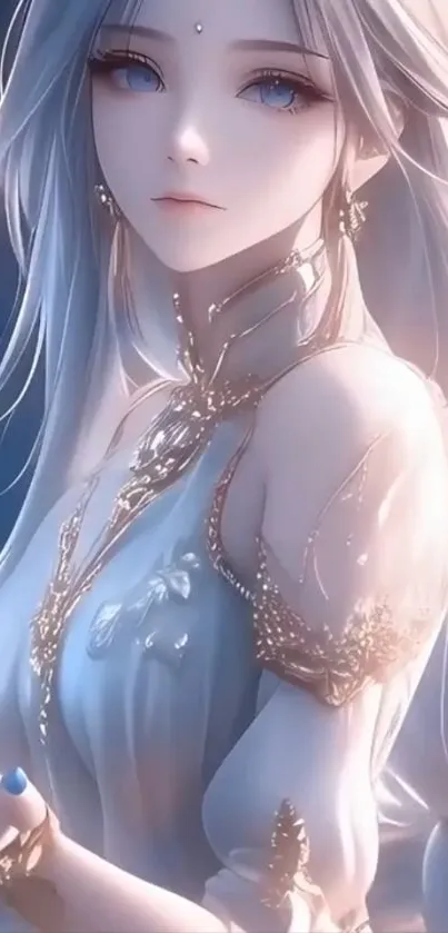 Ethereal anime character with elegant attire.