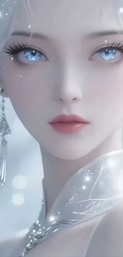 Ethereal anime girl with blue eyes.