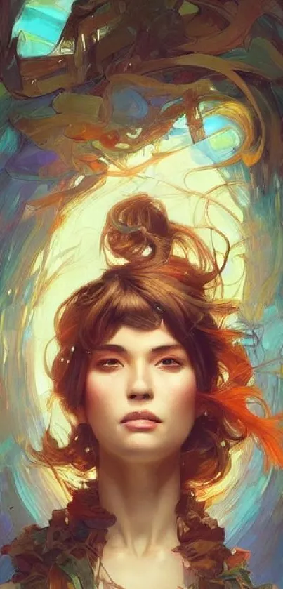 Ethereal art portrait with vibrant colors.